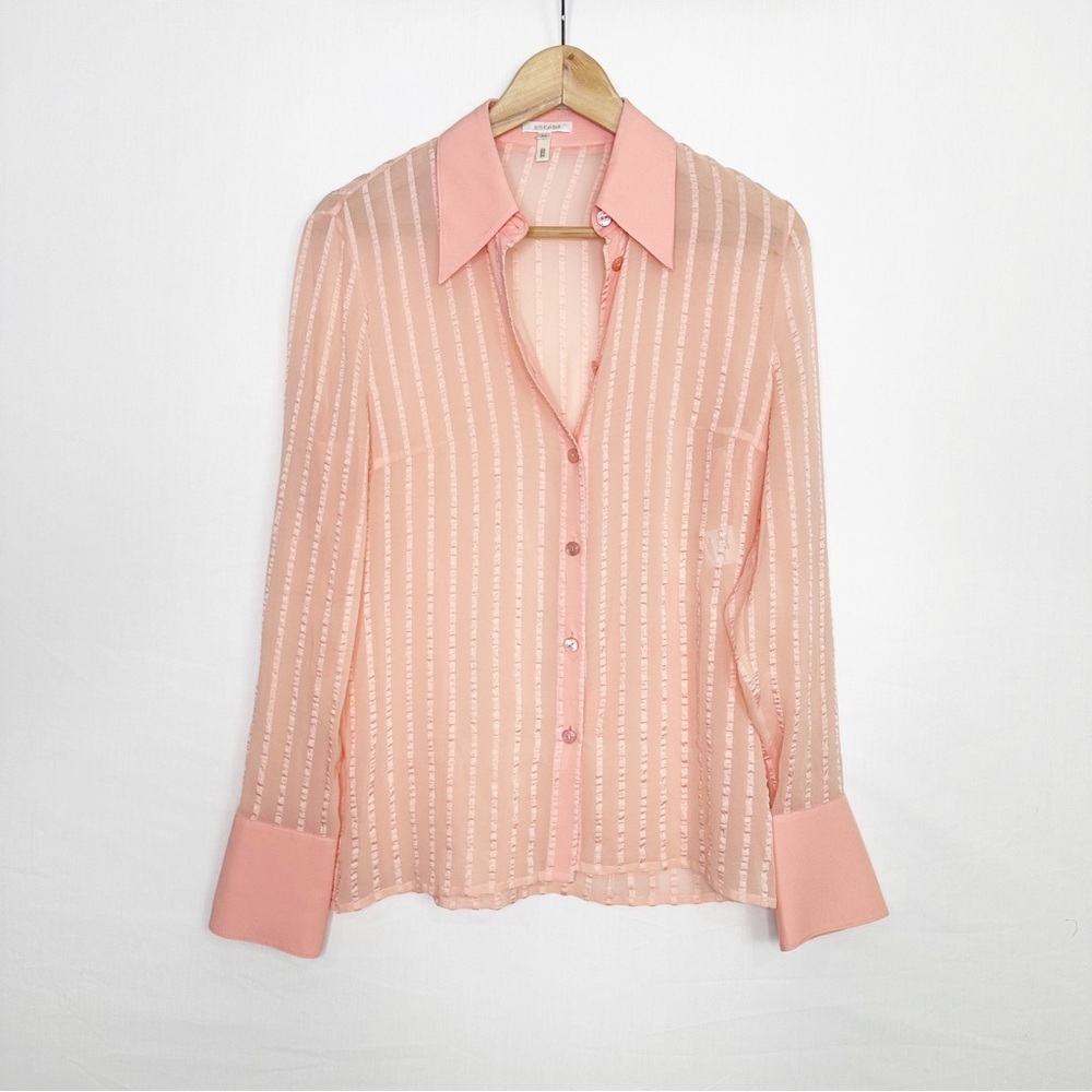 Escada Light sheer Peach Striped Blouse
